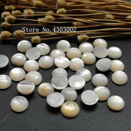 100pcs/lot 10mm Natural Round Cabochon Mother of Pearl shell for DIY Jewelry White Round Cabochon MOP Pearl shell For Earrings
