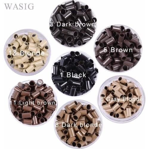 10000Pcs 3.4*3.0* 6mm Flare Euro Lock Copper Tubes Micro Rings Links Beads for Stick I Tip Hair Extensions 3# Dark Brown