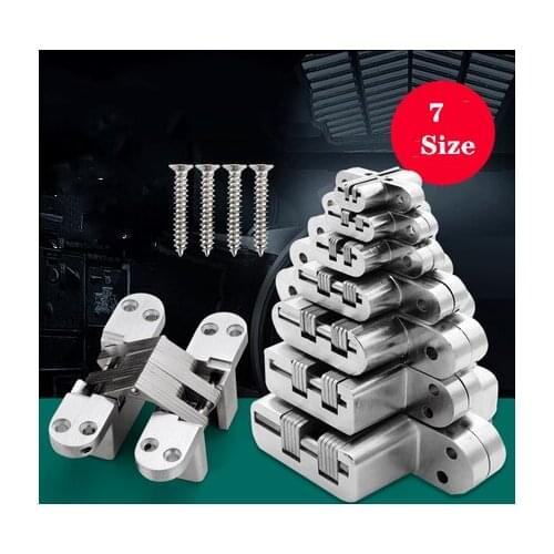 2pcs 304 Stainless steel hidden hinges seven size Invisible concealed folding Door hinge for Kitchen furniture Hardware