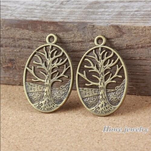 25 pcs Vintage Charms tree Pendant Ancient bronze Fit Bracelets Necklace DIY Metal Jewelry Making A002