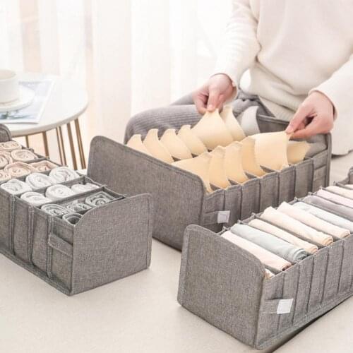 3Pcs/Set Drawer Underwear storage box Storage Box Solid Color Foldable Fabric Closet Dresser Drawer Bra Organizer for Home