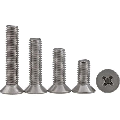 304 Stainless Steel Countersunk Philips Head Long Bolt KM GB819 Cross Flat Head Machine Long Screw M5 M6 M8 10Pcs