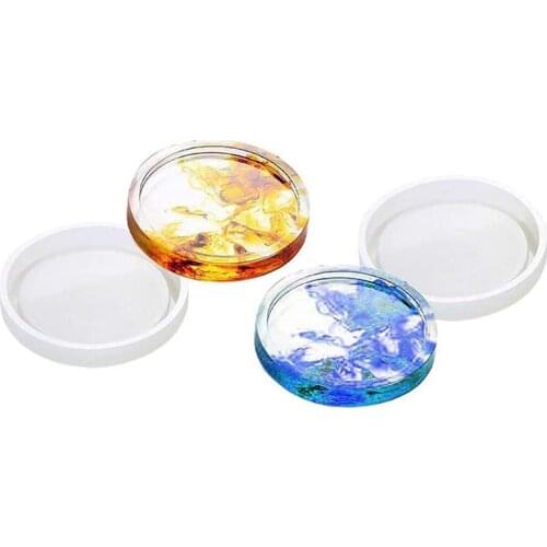 4 Pack Round Silicone Coaster Molds,Clear Epoxy Molds for Casting with Resin,Concrete,Cement and Polymer Clay