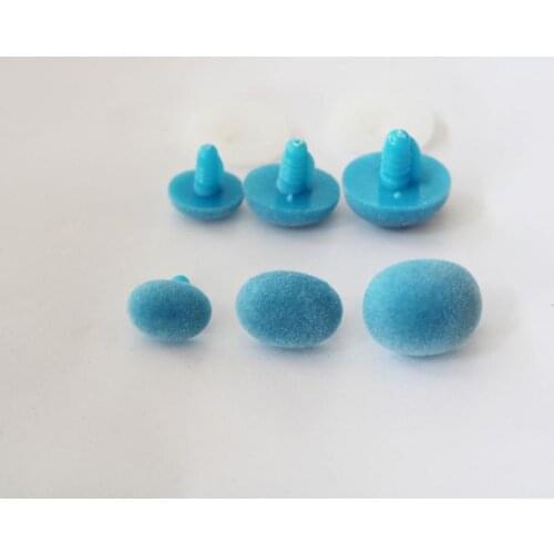 50pcs/lot 13x17-15x22mm 19x24mm Oval shape blue color flocking toy nose safety toy nose + hard washer for DIY puppet plush doll