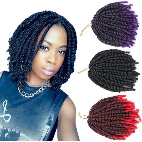 Afro Synthetic Spring Twist Crochet Braid Hair Extensions For Black Women Ombre Braiding Hair