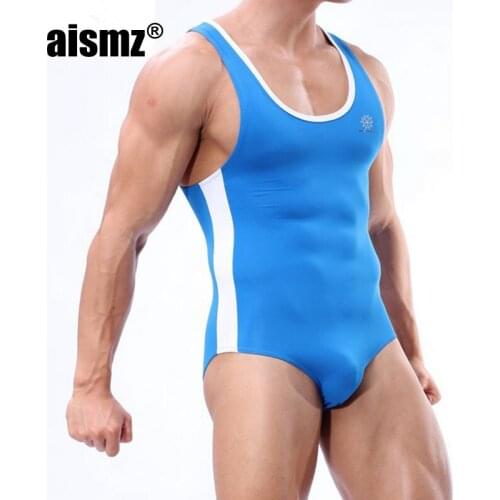 Aismz Mens Leotard Beachwear Bodysuits Body Building Shapers Tights Men Singlet Underwear