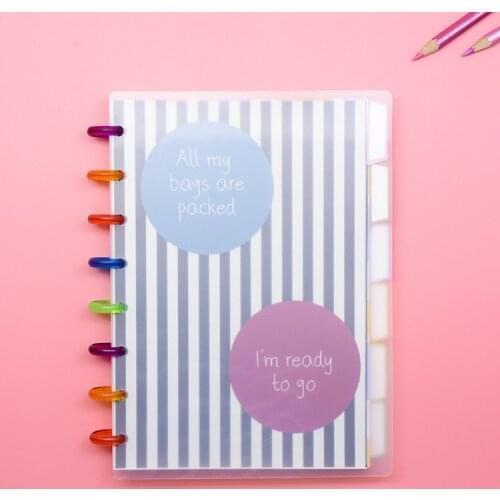 B6 80pages mushroom hole Transparent Cover Color Inside Page Manual Book Loose-leaf Journal Diary Student Entry Account Book