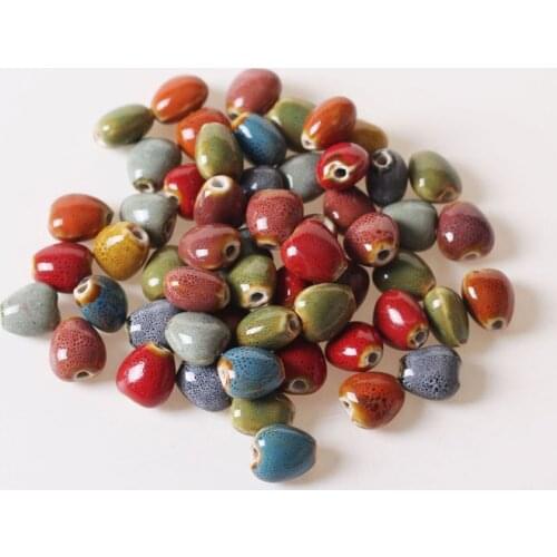 20pcs 13*12mm Heart-shaped Diy Beads Ceramic Beads Handmade Porcelain Hole Beads For Jewelry Making