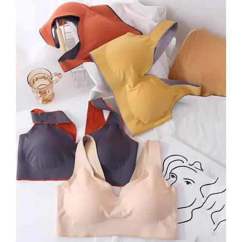 Plus Size Bra 2xl Seamless Bralette Women Underwear Sexy with Pad Vest Top Solid Color Cooling Push Up Bra