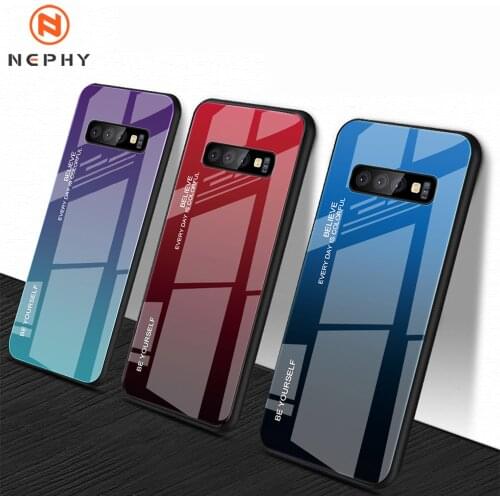 Luxury Tempered glass Case For Samsung Galaxy S8 S9 S10 Plus Lite S20 Ultra S Note 8 9 10 20 Gradient Colors Mobile Phone Cover