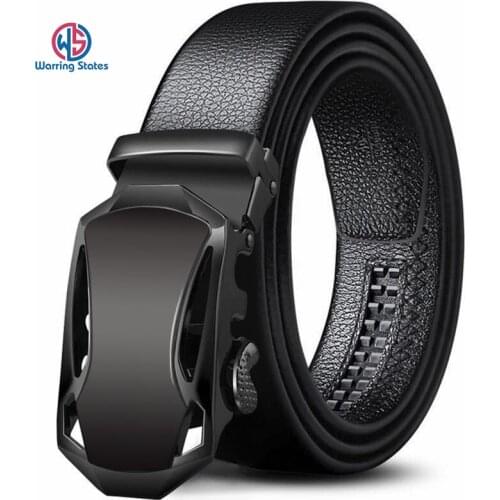 Warring States Designer Fashion Brand Automatic Buckle Black Leather Belt Mens Belts 3.5 cm Wide Business Casual belt
