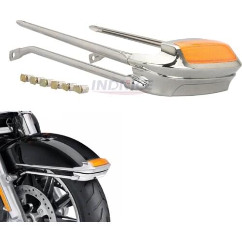 For harley touring FLHTCU Air Wing Front Fender Rail tip light for harley FLHTK fender trim light touring amber lens light 14-18