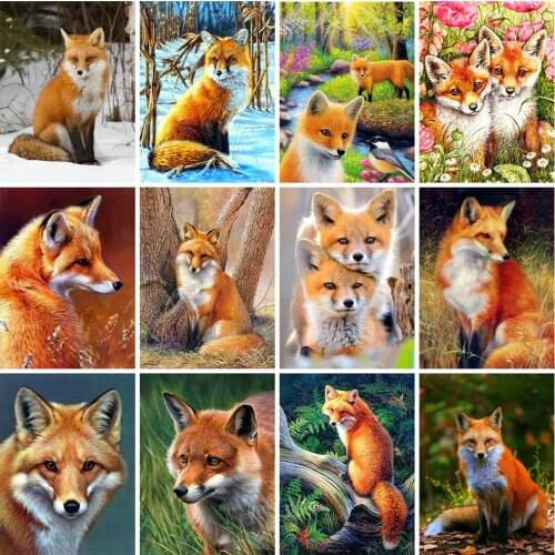 EverShine Diamond Painting Fox Diamond Mosaic Animals Crossing Diamond Embroidery Beads Picture Kits Rhinestones Art Home Decor