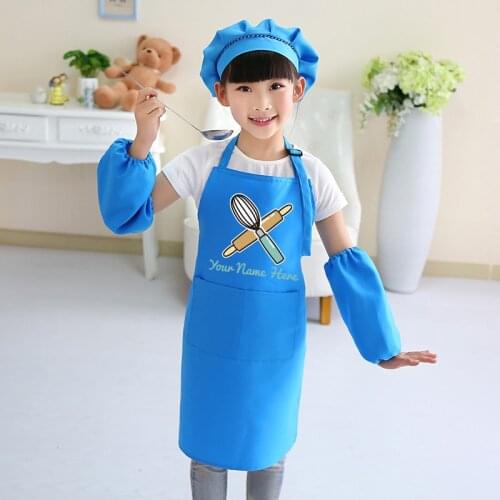 Childrens Drawing Apron Logo Print Baking Class Cooking Antifouling Art Painting Smock Clothes Kids Pinafore