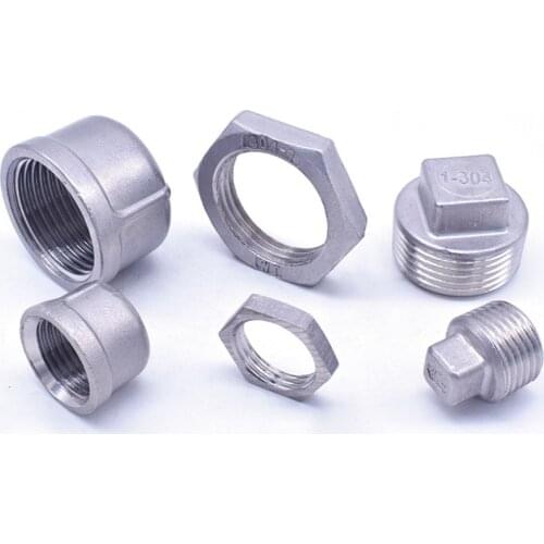 SS304 Stainless Steel Water Pipe Fittings Hex Nut / Tube Cap / Plug 1/8" 1/4" 3/8" 1/2" 3/4" 1" 1-1/4" 1-1/2" BSP Thread
