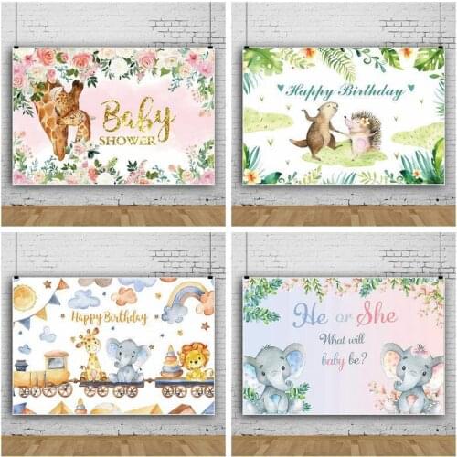 Rainbow Lion Fox Bear Animal Cartoon Flower Backdrop Baby Birthday Party Decoration Photography Photo Kids Custom Background