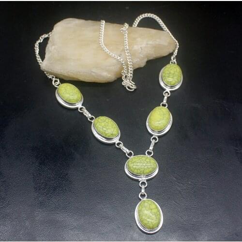 Gemstonefactory Jewelry Big Promotion Single Unique 925 Silver New Arrival Unique Turquoise Women Chain Necklace 46cm 202101587