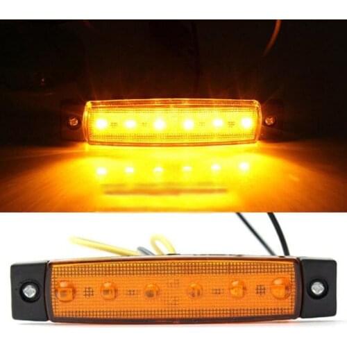 JX-LCLYL 1pc 12V 6LED Truck Trailer Vans Boat Side Marker Indicators Light Lamp Amber