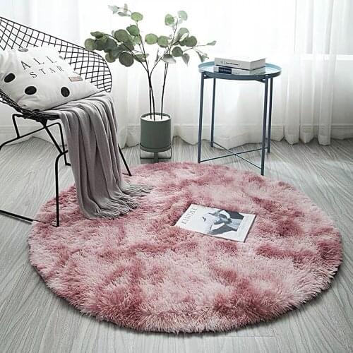 Round Floor Mats Grey Carpet Tie Dyeing Plush Soft Carpets Bedroom Water Absorption Carpet Rugs For Living Room Bedroom