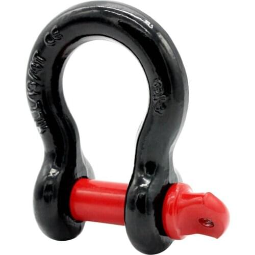 3/4" Bumper Tow Trailer Hook 4.75 Ton D-Ring Bow Shackle Red+Black
