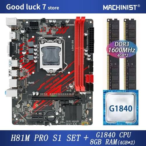 MACHINIST H81 motherboard kit With Intel Celeron G1840 LGA 1150 CPU DDR3 8GB(2*4GB) 1600MHz RAM Memory SATA NGFF M.2 H81-PRO-S1