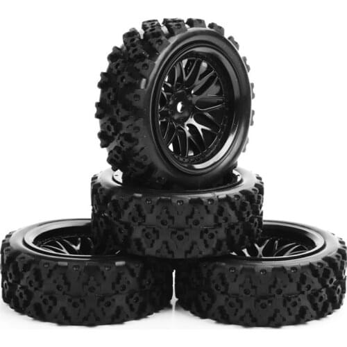 PP0487+BBNK 1/10 Rubber Tyre and Wheel Set 4pcs Rally Racing Off Road Cars Tires
