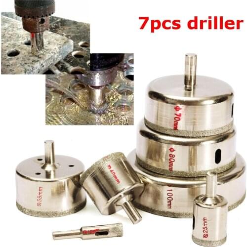 10/25/40/55/70/85/100 mm 7PCS Large Diamond Hole Saw Tile Ceramic Glass Porcelain Marble Drill Bit Set