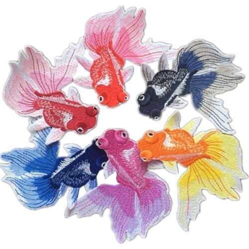 New Arrival Organza Embroidery Red Goldfish Patch with Super Large Fish Cloth Stickers Children DIY Decoration Patches Applique