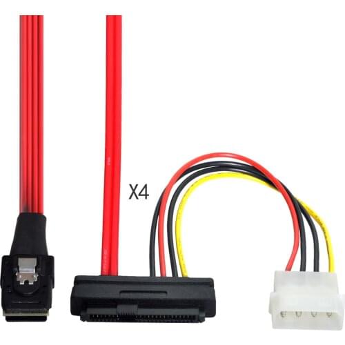 NGFF LSI 3Ware Molex Mini SAS SFF 8087 to SFF 8482 and Power x 4 SAS Cable