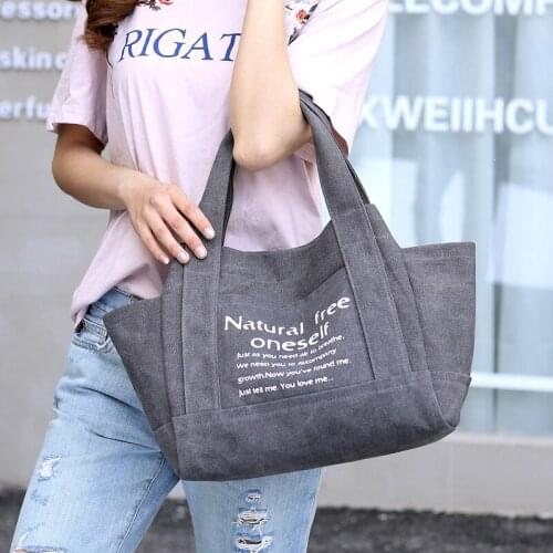 2020 New Womens Shoulder Bag Art Fresh Canvas Bag Female Shoulder Casual Fashion Wild Tote Letter Portable Bag