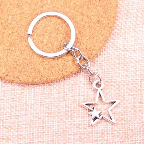 New Arrival hollow double star Charm Pendant Keychain Key Ring Chain Accessories Jewelry Making For Gifts