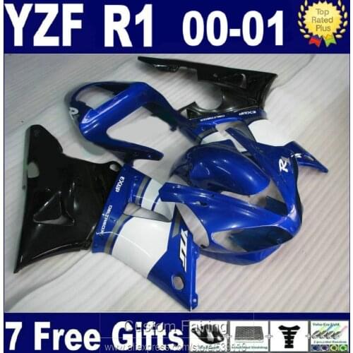 New hot molding fairing kit for Yamaha R1 00 01 white blue black motorcycel fairings set YZF R1 2000 2001TS51