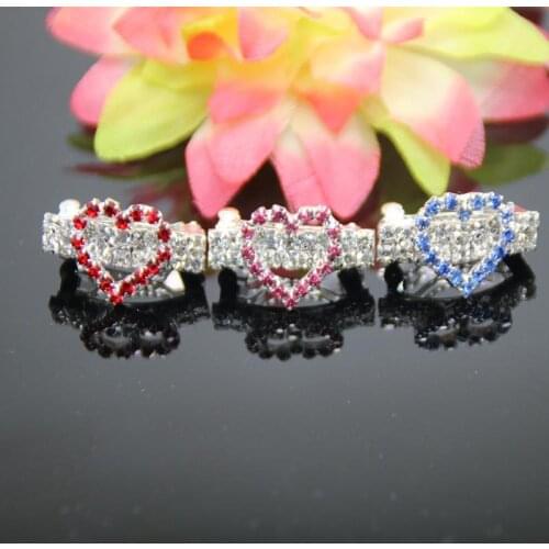 Wholesale heart-shaped diamond hairpins pet accessories Childrens hair accessories Dog accessories 20pcs