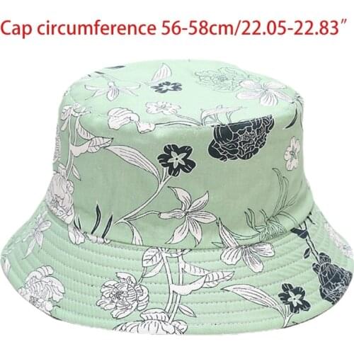 Peony Pattern Double-Sided Ladies Fisherman Hat Casual All-Match Bucket Hat 50JB