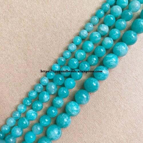 Genuine Semi-precious Natural AAAAA Top Quality Brazil Clear Amazonite Stone Round Loose Beads 6 8 10mm For Jewelry Making DIY