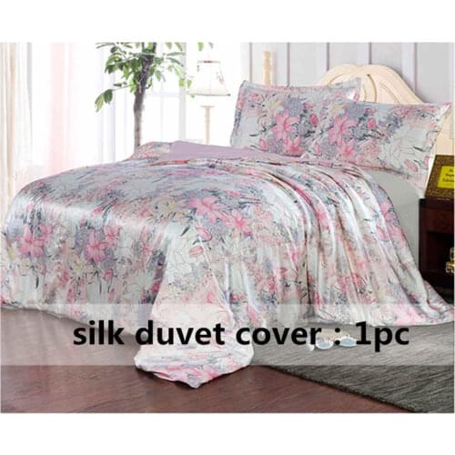 Silk Duvet Cover 1pc 100% Mulberry Silk Printed Floral Silk Multicolor Twin Full Queen King Cal.King other size ls170902