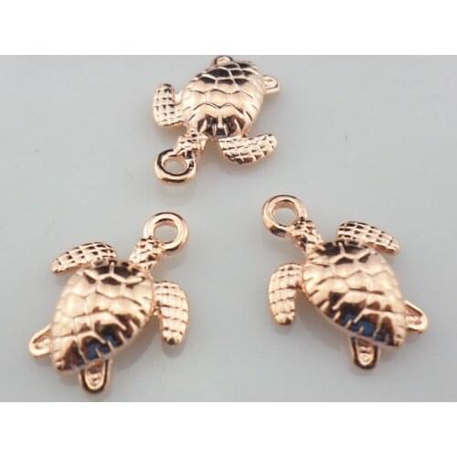 24pcs Alloy Rose Gold Sea Turtle/Tortoise Charms Animals Pendants 12x16mm Jewelry Findings