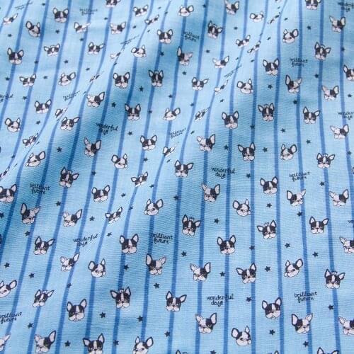 Half-Meter Japanese Patchwork Quilting Cloth Babay Double Gauze Cotton Fabric Bulldog D