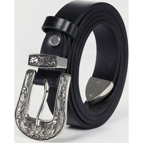 Fashion Alloy Women Belts Luxury for Genuine Leather New Style Pin Buckle Jeans Decorative Ladies Retro Decorative Belt Women