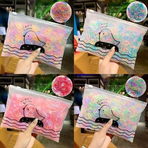 1000Pcs Kids Girls Elastic Disposable Hair Ties Fresh Style Sweet Candy Colorful Small Rubber Gums No Damage Ponytail Holder Acc