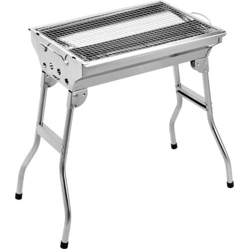 Stainless Steel Charcoal Grill Barbecue Tool Portable Free Installation Handle Folding BBQ Cooking Grid For Park