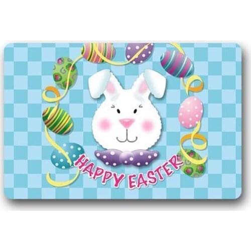 Sweetshow Custom Happy Easter Indoor/Outdoor Doormat Door Mat Decor Rug Mats Non Slip Mats 23.6"(L) x 15.7"(W)
