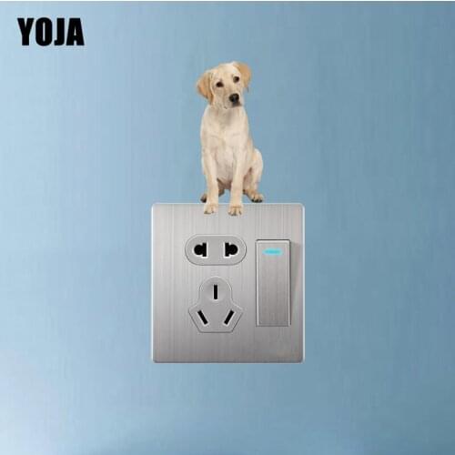 YOJA Cartoon Sitting Golden Retriever For Kids Room Decor Wall Sticker Switch Decal PVC 8SS0197