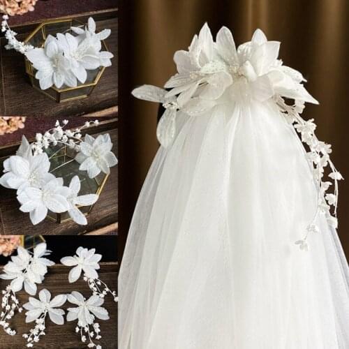 Duckbill Clip Elegant Handmade Floral Hairgrips Floral Tassel Trendy Hair Side Clips Headwear for Birthday Beach Party