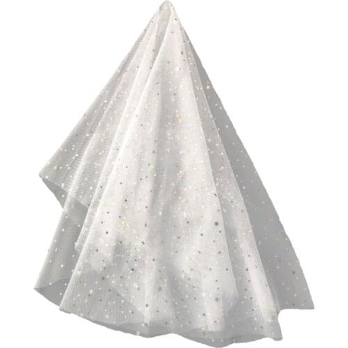 Women Sequins Stars Moon Short Wedding Veil Cathedral Ivory Bridal Headdress Bride Marriage Accessory