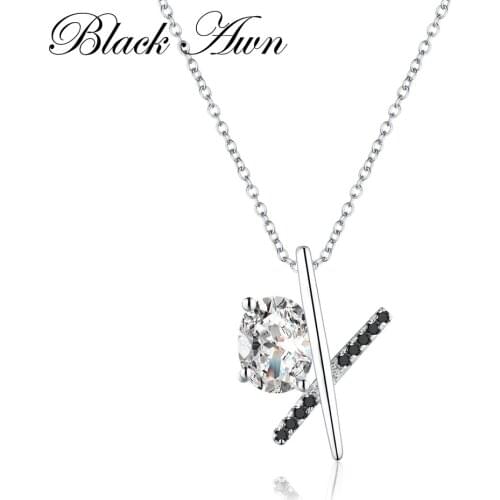 [BLACK AWN] 925 Sterling Silver Jewelry Necklace for Women Female Bijoux Necklaces Pendants P037