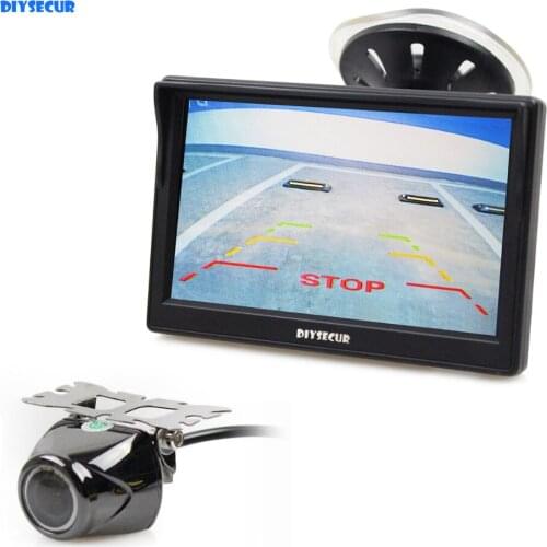 DIYSECUR 5" HD TFT LCD Display Rear View Monitor Car Monitor + Waterproof Reversing Car Backup Rear View Camera