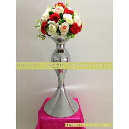 10 PCS 63cm /24.8" Silver Wedding Table centerpiece Flower vase Wedding Table Decoration