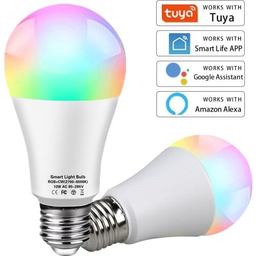 10PCS Tuya 18W WiFi Smart Home Light Bulb E27 RGB LED Lamp Dimmable with Smart Life APP Voice Control for Google Home Alexa