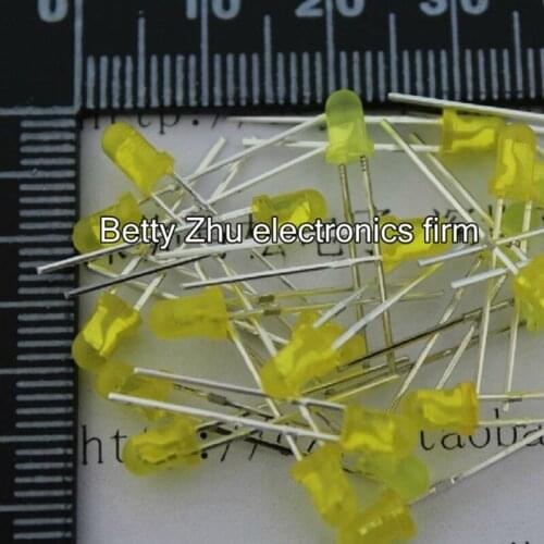 100PCS/LOT 3MM yellow shell bright yellow light LED light-emitting diode round head